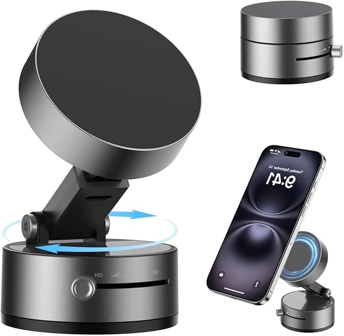 Foldable Magnetic Car Phone Holder | Strong Vacuum Grip, 360° Rotation