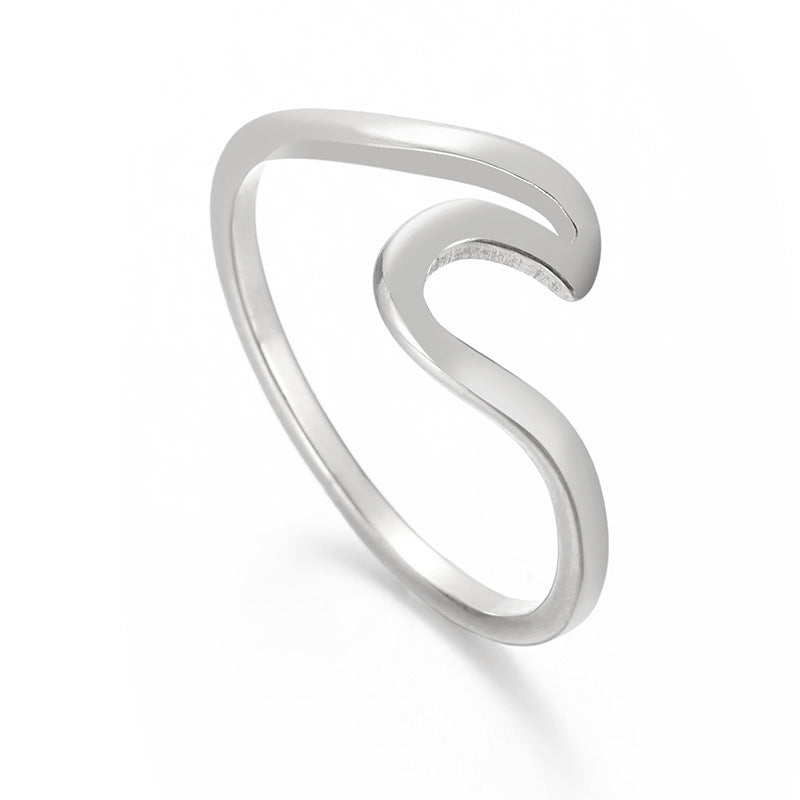 Wave Stainless Steel Ring Female Fashion Geometric Shape